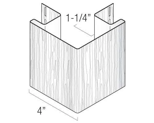 Kaycan Vinyl Trims - 4" Outside Corner Post profile