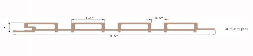 Pro Materials WPC Fluted Wall Panels (3 Strips) - WPC Fluted Wall Panel - 3-Strip Co-Extrusion profile